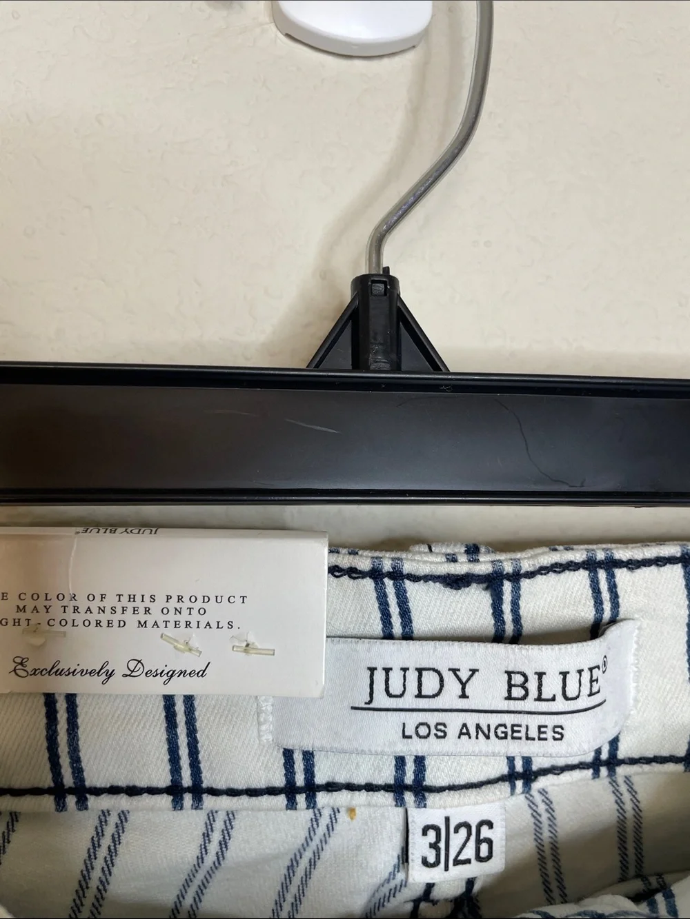 Judy Blue | High Rise Navy Pinstripe Flare Jeans Raw Hem Boho Western Size 26
